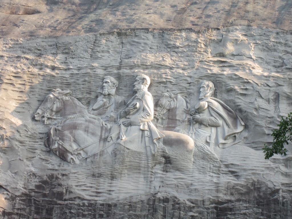The Confederate Memorial on the side of Stone Mountain.
