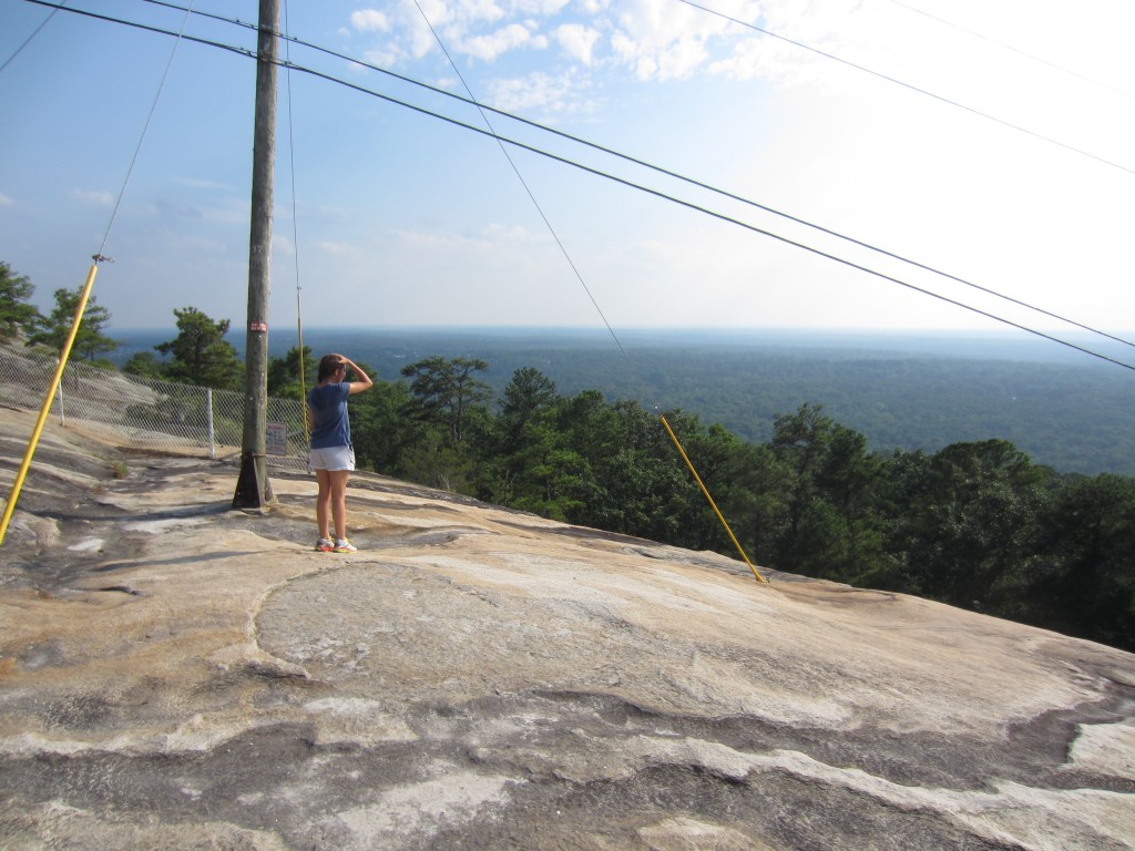 Hali takes a break from the climb and checks out the view.