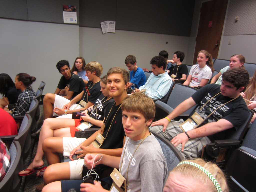 OH students wait patiently for the start of the next certamen match.