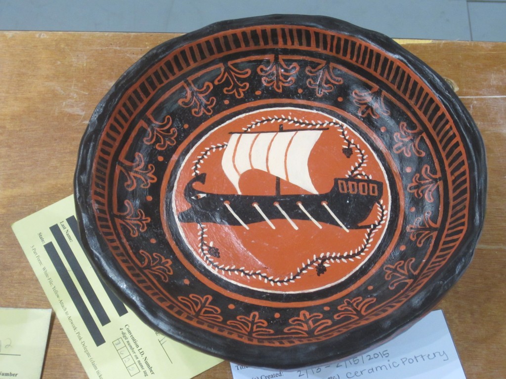 Pottery with Greek ship